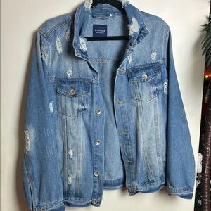 Cavalini Distressed Light Blue Denim Jacket